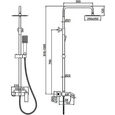 Душевая стойка со смесителем Ledeme L72417
