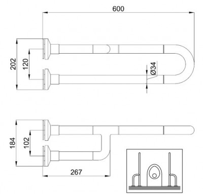 Опорный поручень для инвалидов 600 мм (белый нейлон) NOFER 15047.60.NBA