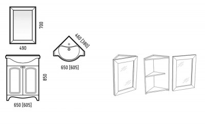 Зеркальный шкафчик в ванную Corozo Классика 65 SD-00000289 угловой белый