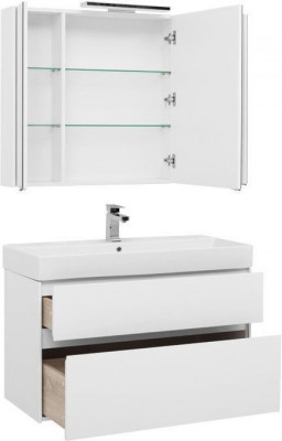 Мебель для ванной Aquanet Бруклин 100 белый напольная/подвесная (00207800)