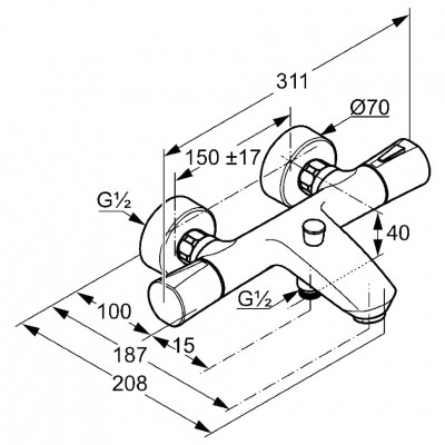 Kludi Zenta 351010538 термостат для ванны/душа, хром