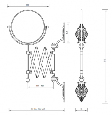 MIGLIORE ELISABETTA 16998 косметическое зеркало, оптическое, бронза