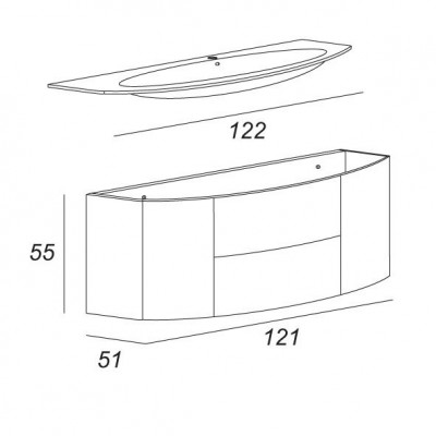 Тумба под раковину Cezares Eden 54408 121 см подвесная, цвет rovere scuro soft