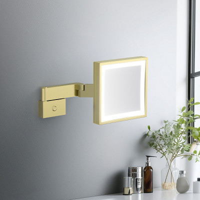 Косметическое настенное зеркало Timo Selene 17074/17 с подсветкой золото матовое