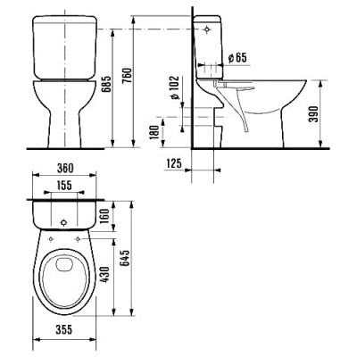 Унитаз напольный компакт Jika Zeta 8.2539.6.000.242.9 с бачком без сиденья