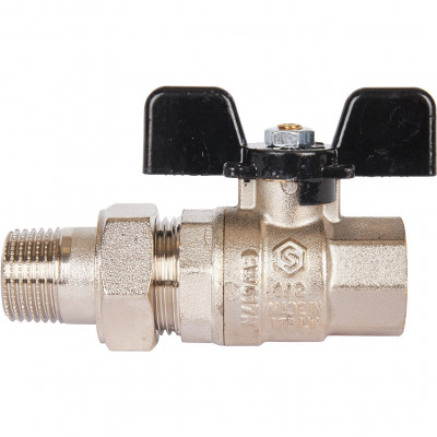 Кран шаровой полнопроходной, ВР/НР, ручка бабочка 1/2, американка STOUT (SVB-0007-000015)