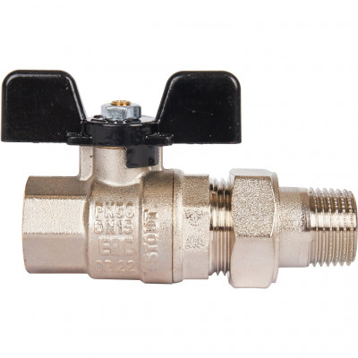 Кран шаровой полнопроходной, ВР/НР, ручка бабочка 1/2, американка STOUT (SVB-0007-000015)