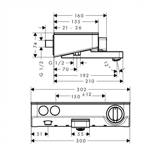 Hansgrohe Ecostat Select 13151400 смеситель для ванны (термостат), белый/хром