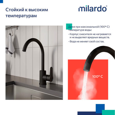Кухонный смеситель Milardo Poli POLBLJ0M05 черный матовый
