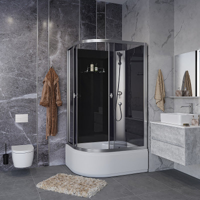 Душевая кабина Niagara Eco 110x80 R E110/80/40R/TN/BK асимметричная