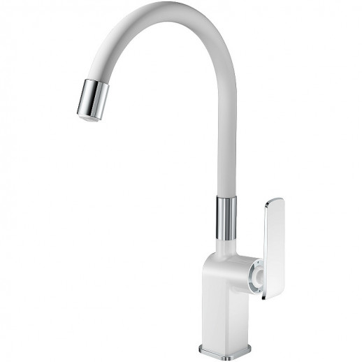 Однорычажный смеситель для кухни Haiba HB73548-8 (латунь) белый, хром