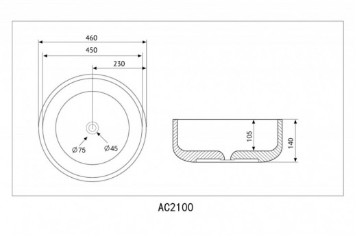 Раковина накладная ABBER Bequem AC2100 белая