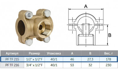 Водоотвод ProFactor PF TF 215 ½"×½" (хомут/врезка)