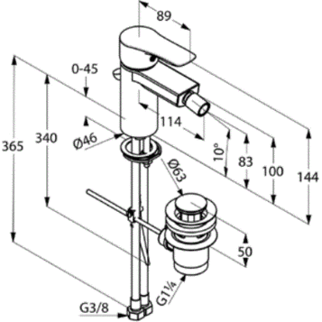 Смеситель для биде KLUDI Tercio хром 384320575