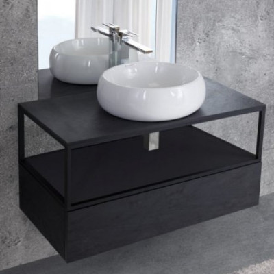 Консоль под раковину Cezares Cadro 100 CADRO50-100/50/30-1C-SO-MET-ST черная матовая подвесная