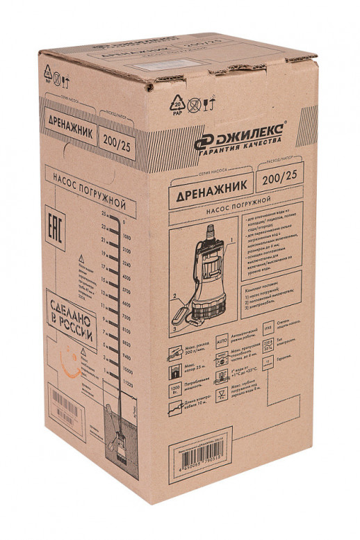 Дренажный насос 200 л/минДЖИЛЕКС ДРЕНАЖНИК 200/25 5152