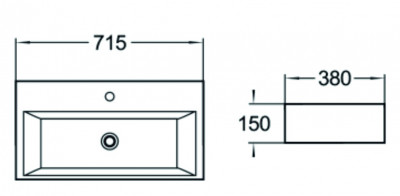 Раковина SantiLine 72 SL-1007 Белая Накладная Прямоугольная