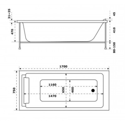 Фронтальная панель 170x75 см Jacob Delafon Spacio E6D086RU-00, белая