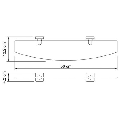 WasserKRAFT Lippe K-6524 полка стеклянная, хром