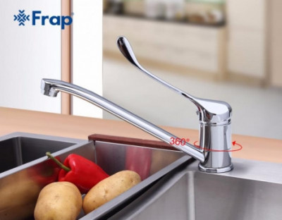 Локтевой Смеситель Frap для кухни однорычажный поворотный хром (F4954)
