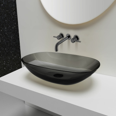 Смеситель для раковины Vincea Groove VBFW-4G1GM вороненая сталь встраиваемый