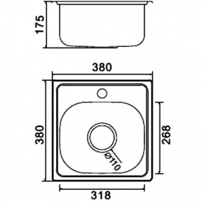 Мойка для кухни Frap врезная квадратная 38x38x17.5 см (FD63838)