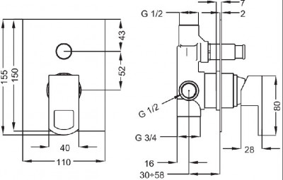 Смеситель Cezares Levico LEVICO-VDIM-01-Cr для ванны и душа