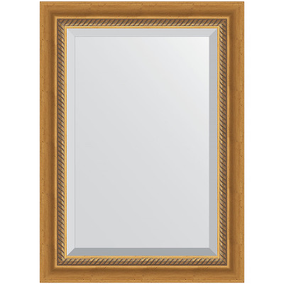 Зеркало настенное Evoform Exclusive 73х53 BY 3379 с фацетом в багетной раме Состаренное золото с плетением 70 мм