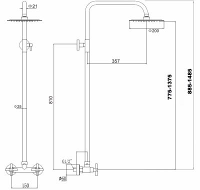 Душевая стойка Fmark FS8405H нерж сталь черный