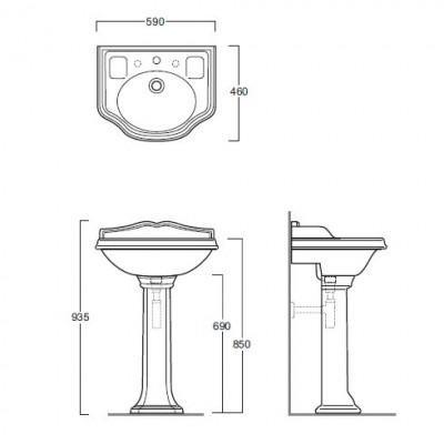 SIMAS Arcade AR814bi*3+AR815bi раковина 59 см х 46 см, белая