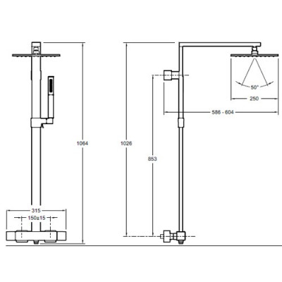 Jacob Delafon Strayt E98321-CP душевая стойка с термостатом