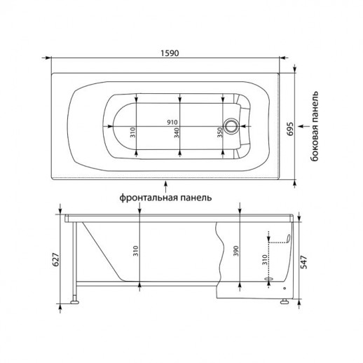 Aquanet Roma 00205505 ванна акриловая 160 см х 70 см, белая