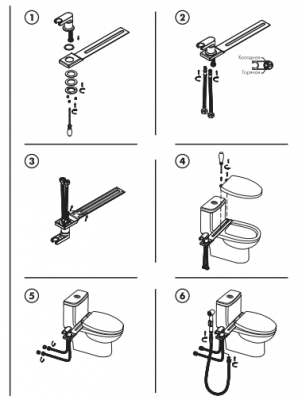 Смеситель Rossinka X25-56 с гигиеническим душем, монтаж на унитаз