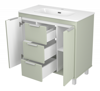 Тумба напольная Brevita Risacca Pistachio 90 фисташковая (RIS-06090-0842Я) с раковиной