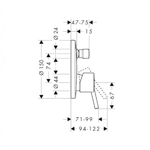 Hansgrohe Тalis S 32475000 смеситель для ванны/душа (внешняя часть), хром
