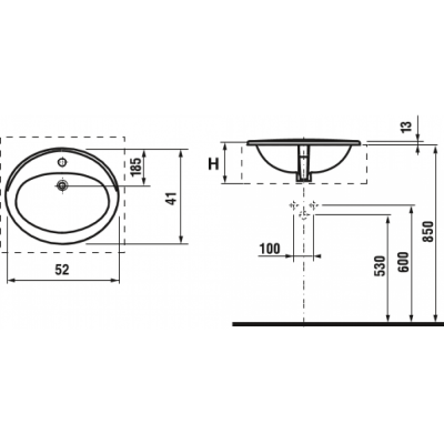 Раковина Roca Adora встраиваемая 52x41 см 327204000 овальная