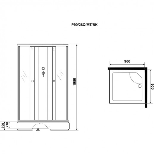 Душевая кабина Niagara Promo 90x90 P90/26Q/MT/BK квадратная