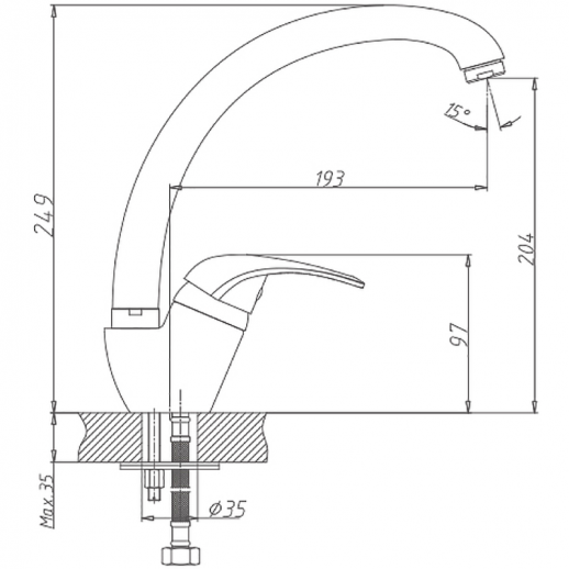 Смеситель для кухни Haiba HB4103 (латунь) хром