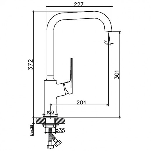 Смеситель для кухни Haiba HB70533-3 с гайкой (латунь) пепельный