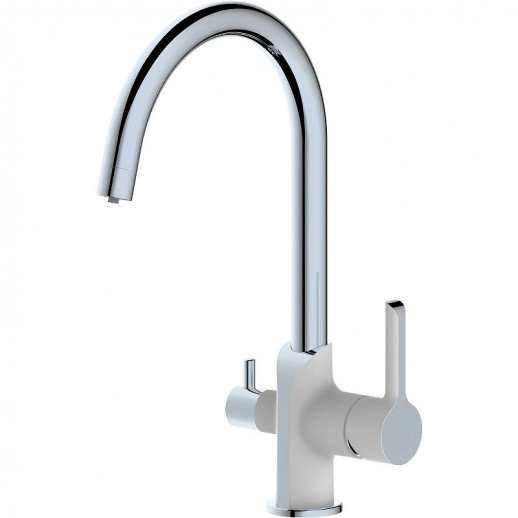 Смеситель для кухни Haiba HB76805-8 с краном для питьевой воды (латунь) белый, хром