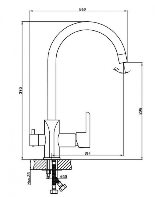 Смеситель для кухни Haiba HB76805-8 с краном для питьевой воды (латунь) белый, хром