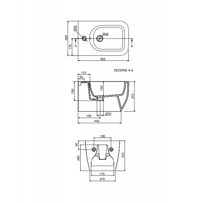 Биде подвесное Scarabeo Teorema 2.0 5127CL49 52х36 см, черное