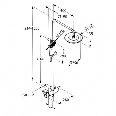 Kludi FRESHLINE 6709205-00 душевая система DUAL с термостатом, хром