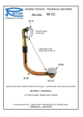 Обвязка латунь Remer RR 96 CC click-clack, хром