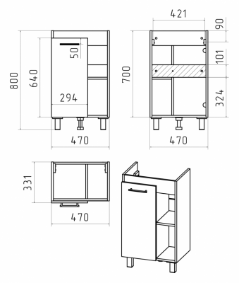 Тумба для раковины Misty Крафт - 50 П-Кра-07050-011