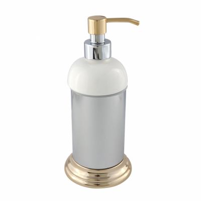 MIGLIORE Mirella 17276 дозатор жидкого мыла в настольном держателе, керамика/хром-золото