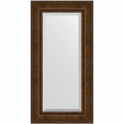 Зеркало настенное Evoform Exclusive 122х62 BY 3507 с фацетом в багетной раме Состаренная бронза с орнаментом 120 мм