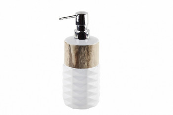 Дозатор для жидкого мыла Primanova белый с узором MONO, 7,5х7,5х21 см керамика, D-20020