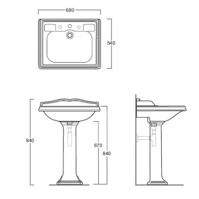 SIMAS Arcade AR824bi*3+AR805bi раковина 68 см х 54 см, белая