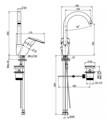 Смеситель для раковины высокий FIMA Carlo Frattini Serie 2 F3211/3WCR поворотный хром
